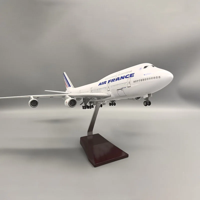 47CM Model Diecast Resin Europe B747 AIR France Airlines With Wheels Aircraft Plane Toy Collection Decration Display Gifts