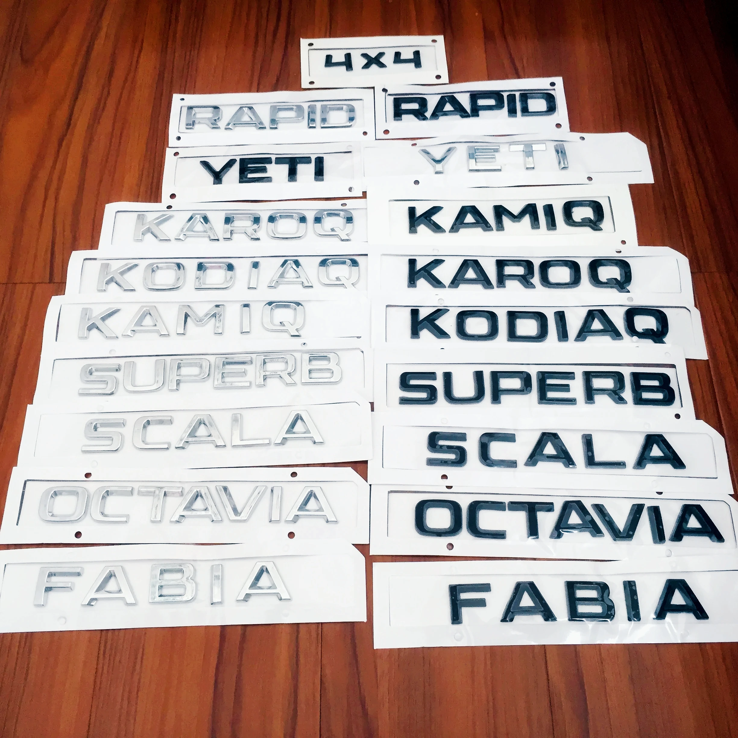 1pcs ABS Octavia Superb RAPID FABIA KAMIQ KAROQ KODIAQ YETI SCALA 4X4 Car Letter Rear Trunk Emblem Badge Sticker Decal for SKODA