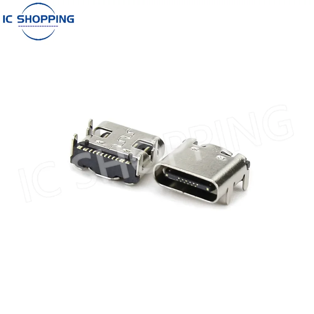 1000PCS SMD USB 3.1 Socket 6-Pin 16-Pin Type-C Female Chassis Connector for SMT Applications, Supporting Transmission Interface