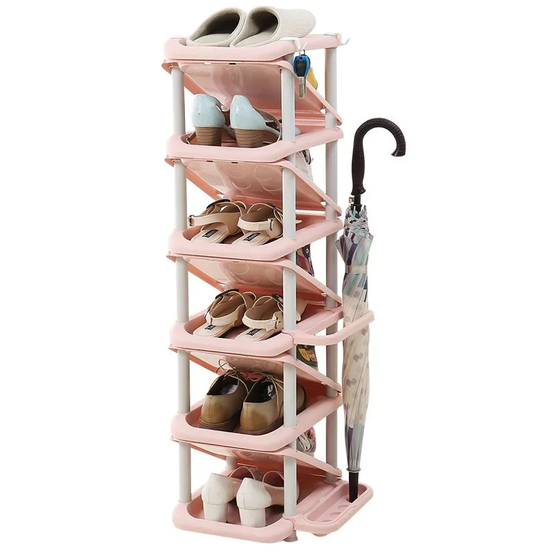 Multifunctional Shoe Rack, Multi-Layer Sundries Storage, Dorm Room Organizer, Detachable Footwear Cabinet with Umbrella Holder