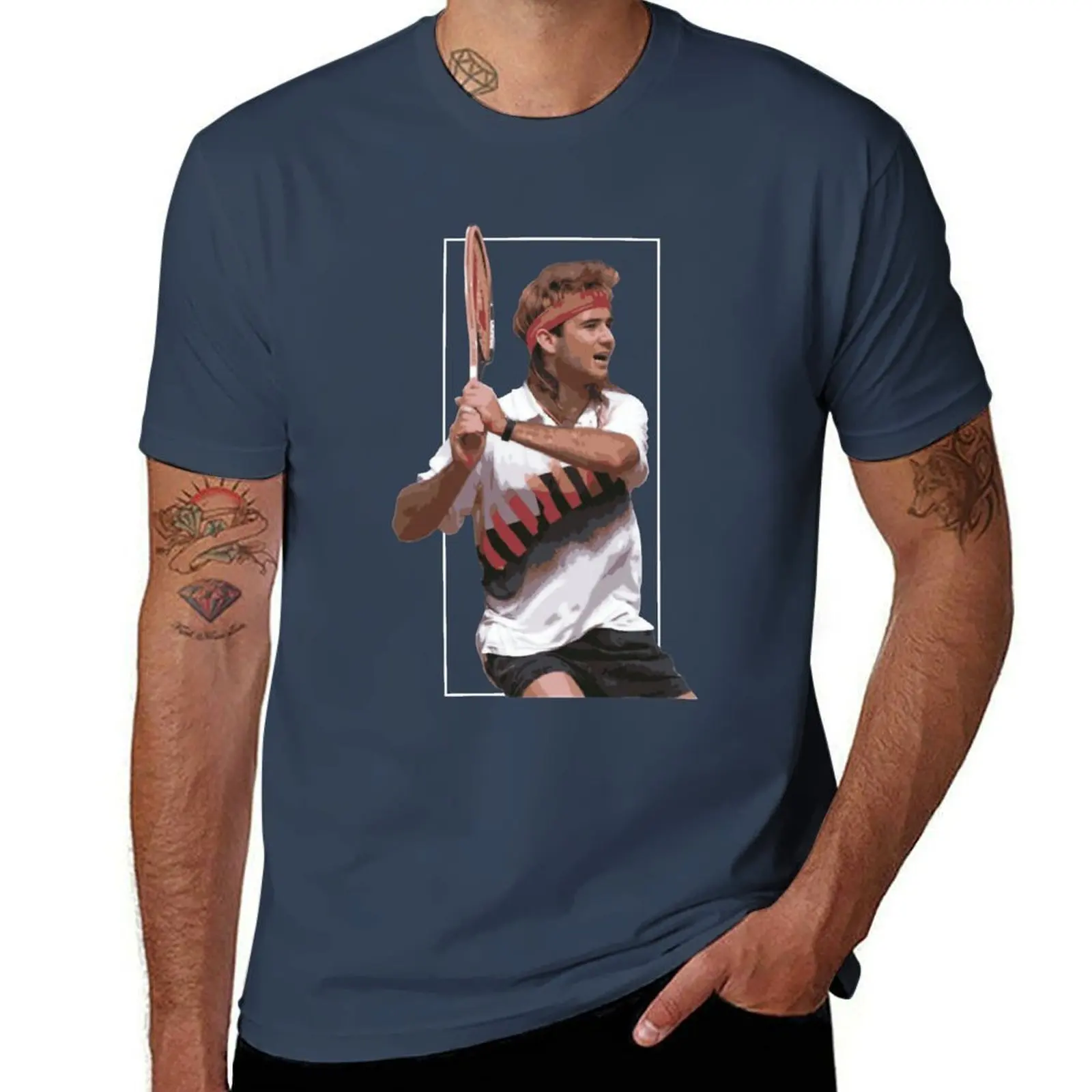 

1990s Agassi T-Shirt Summer Holiday Casual Tee