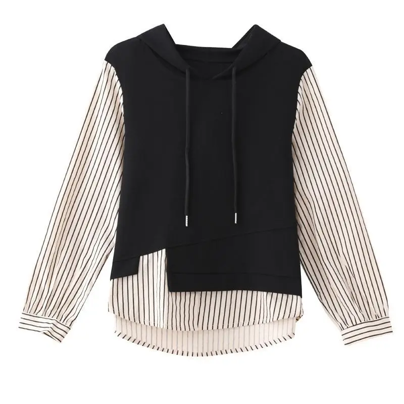 เทรนด์แฟชั่นใหม่ของผู้หญิงชุดสองชิ้นปลอมสําหรับระดับถนนฤดูใบไม้ร่วงลําลองลายเสื้อคลุมด้วยผ้า