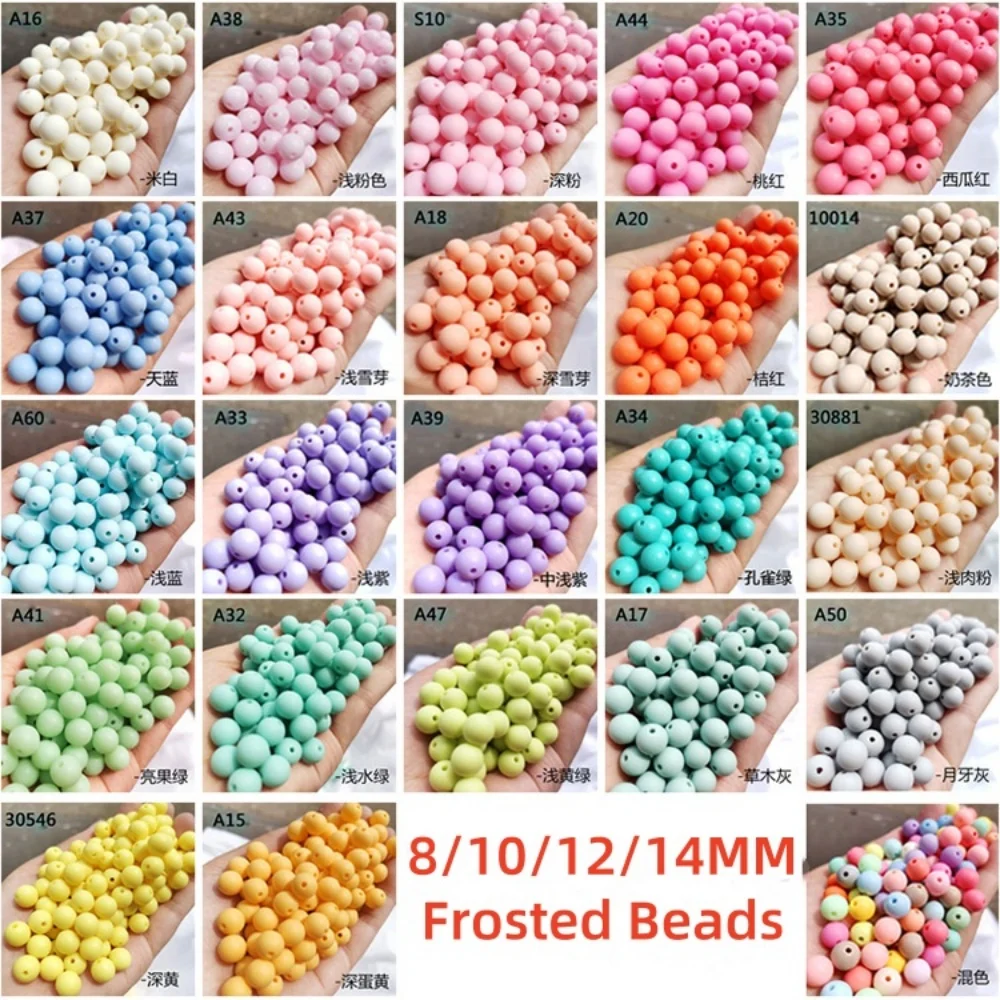 

Quality Spring Fashion Acrylic Solid Candy Color Matte Frosted Beads Factory Direct Wholesale DIY Hand Beaded Jewelry Findings