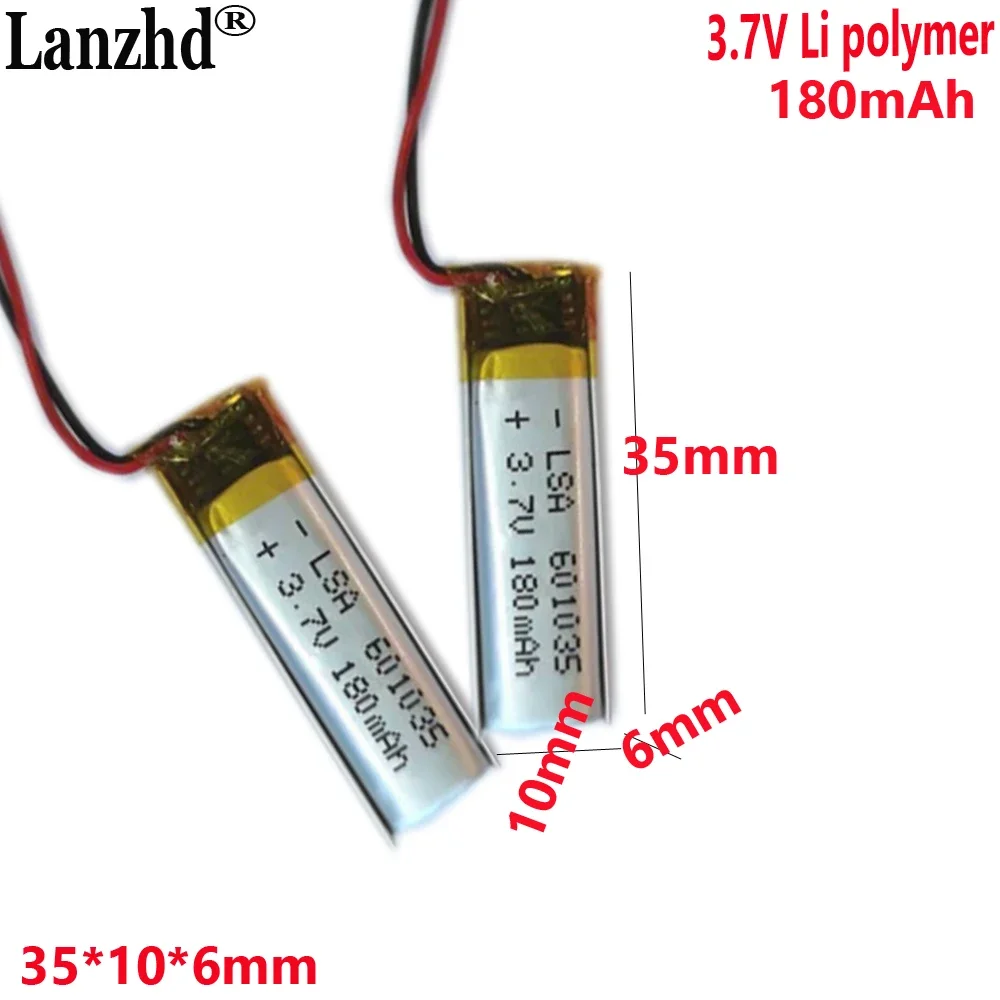 601035 polymer lithium battery 3.7V 180MAH smart wearable Bluetooth headset point reading pen battery