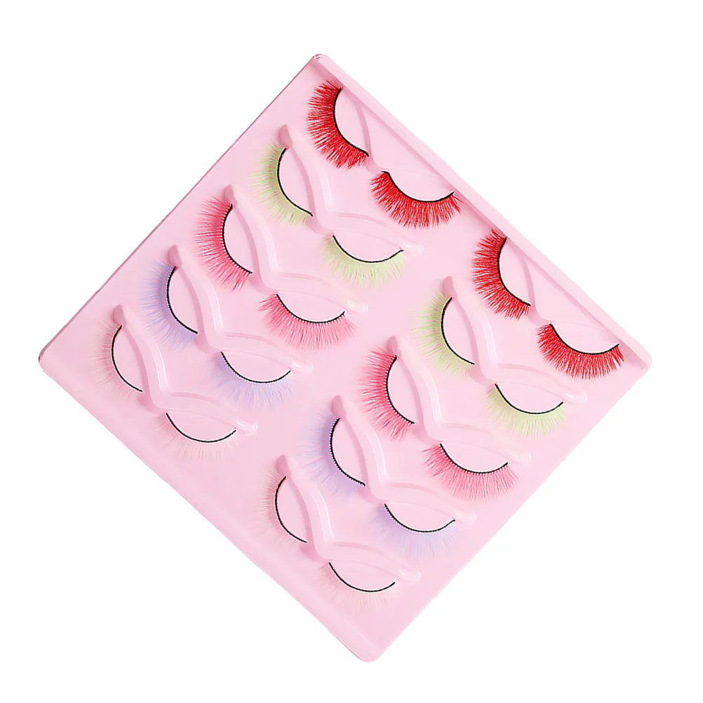 10 paia di ciglia finte colorate facili da applicare rimuovere le ciglia finte per le donne kit di trucco di moda accessorio per prestazioni in discoteca per feste