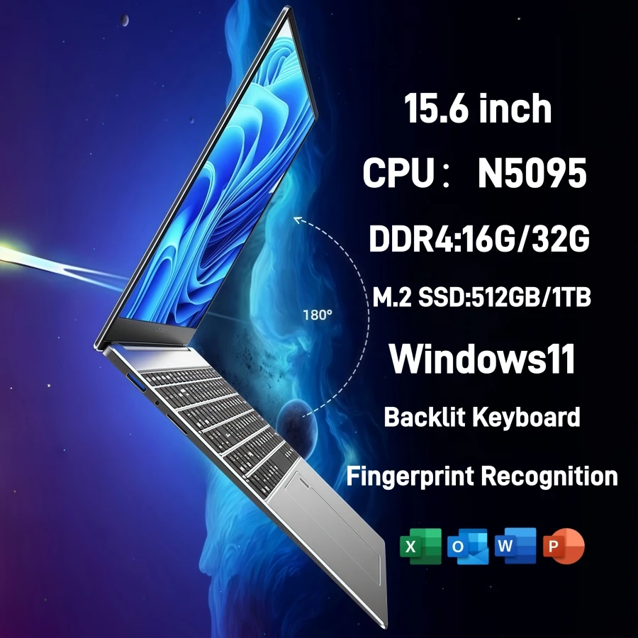 15.6 "intel n5095 laptops para jogos computador portátil notebook pc 16gb 32gb ddr4 512g 1tb ssd ips windows11 teclado retroiluminado ofertas