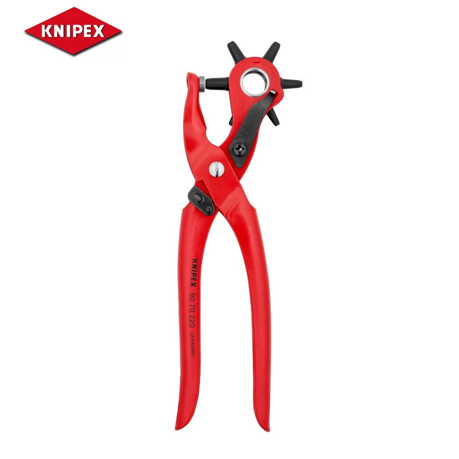 

Knipex 220mm Revolving Leather Eyelet Hole Punch Puncher Punching Pliers Special Tool Steel Oil-hardened Hand Tools 9070220