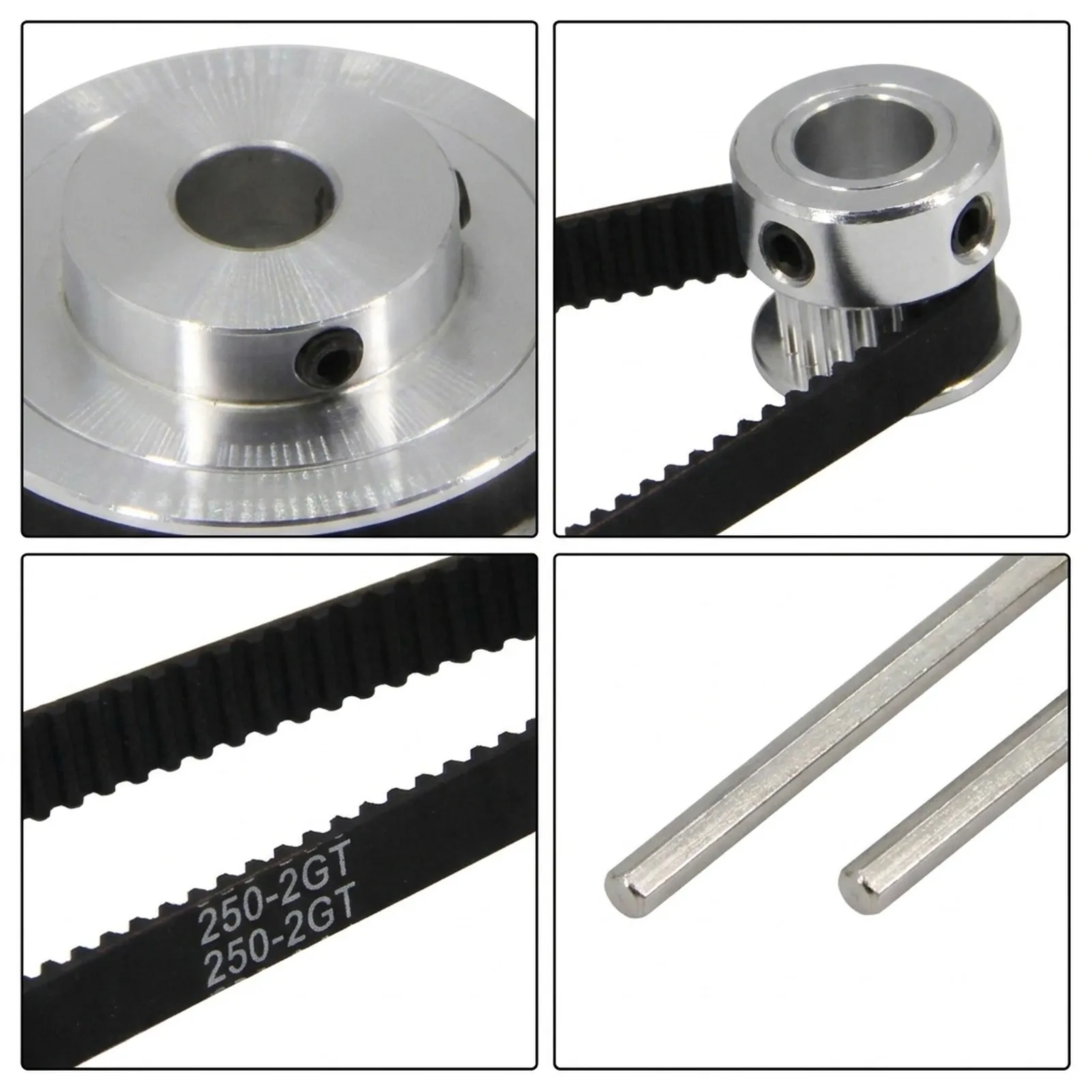 Synchronous Wheel Precise and Energy Saving Synchronous Wheel Set Aluminium Timing Pulley with 20 & 80 Teeth + 250mm Belt