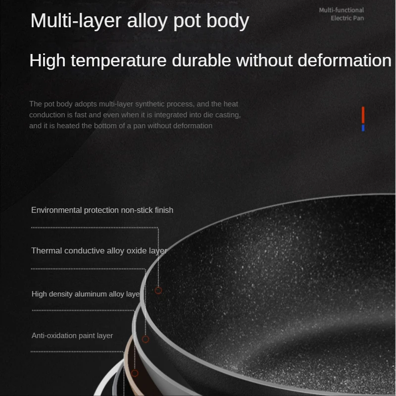 Electric frying pan multi-functional household integrated plug-in cooking non-stick  Maifan stone stir-,