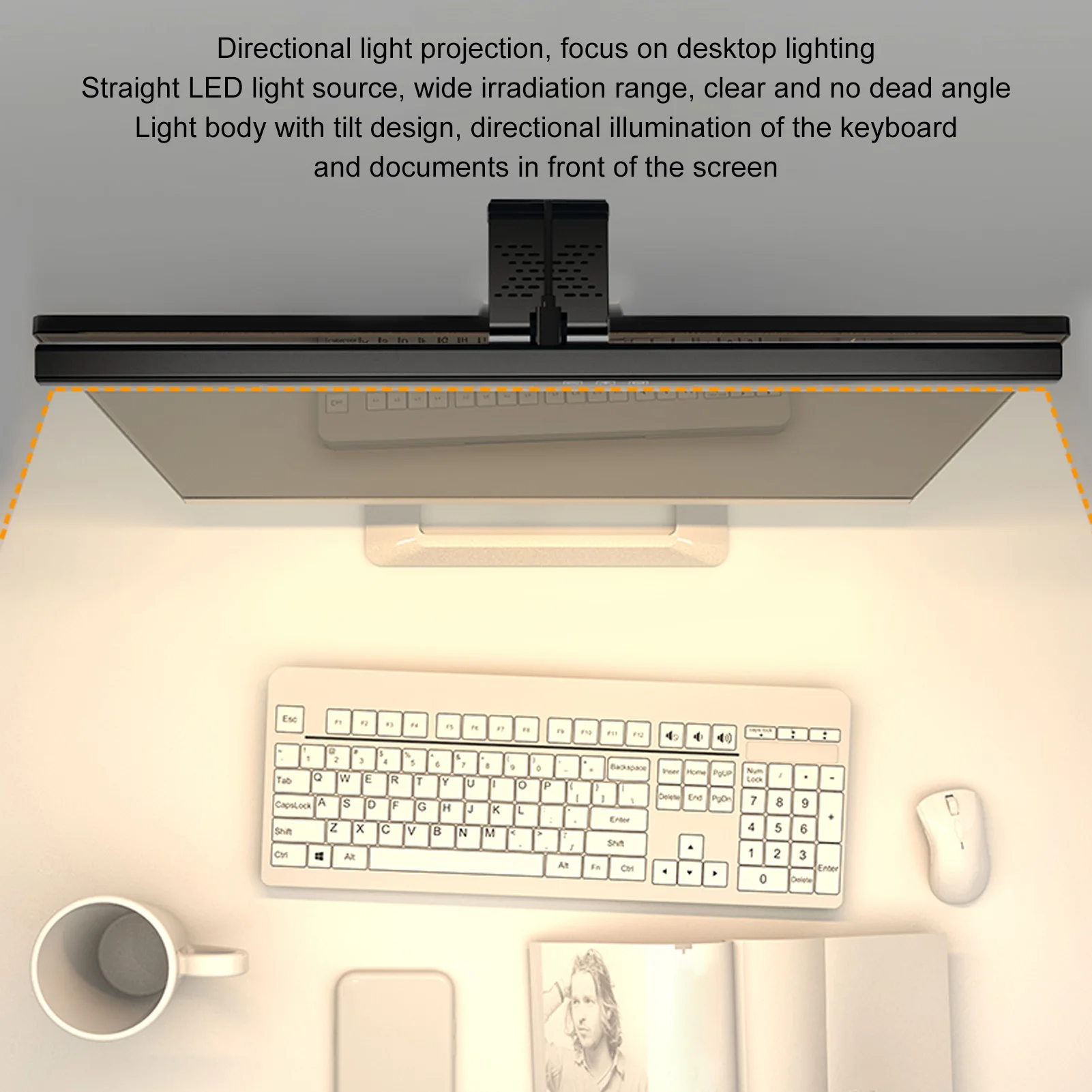 Computer Monitor Light  Computer Monitor Lamp Touch Control Space Saving Brightness Adjustable 3 Color Temperature for Home