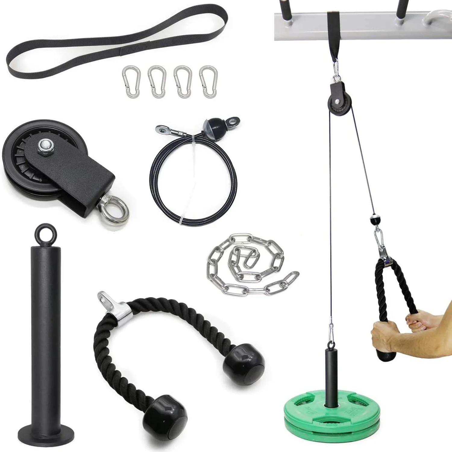 Fitness Cable Pulley System Set Weight Strength Training Equipment Wire Rope Loading Pin Rack Accessories LAT Pull Down Home Gym