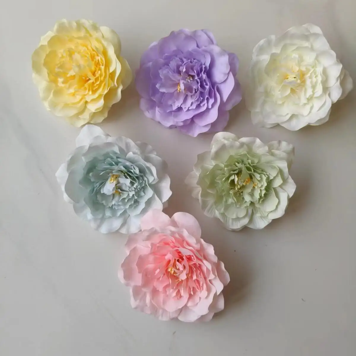 Artificial Camellia Flower Head Faux Peony Silk Flower for Hair Clip Hat Wedding Hanfu Decor DIY Craft Photo Prop Ornament