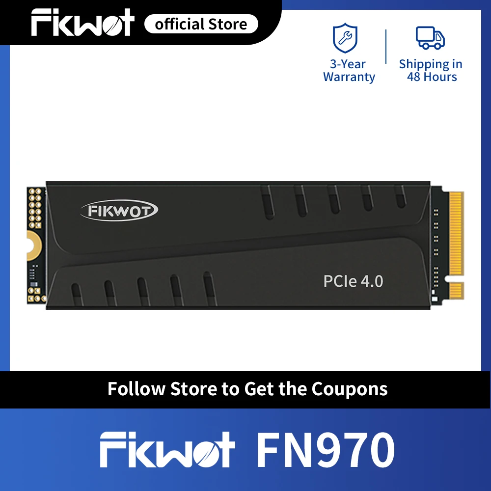 

Fikwot FN970 M.2 SSD with Dram Cache Heatsink 512GB 1TB 2TB 4TB PCIe4.0 NVMe 7400MB/s Internal Solid State Drive for PS5 Desktop