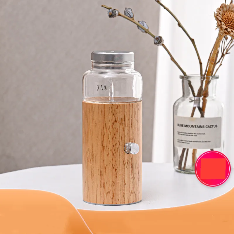 

Waterless Aroma Essential Oil Diffuser Cup Wooden Glass Aromatherapy Air Fragrance Electric Scent Diffuser Nebulizer For Home