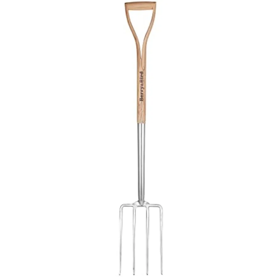 

BerryandBird Garden Digging Fork 37.4" Stainless Steel Garden Spading Fork with D-Grip Handle 4-Tine Heavy Duty Long Handled Pi