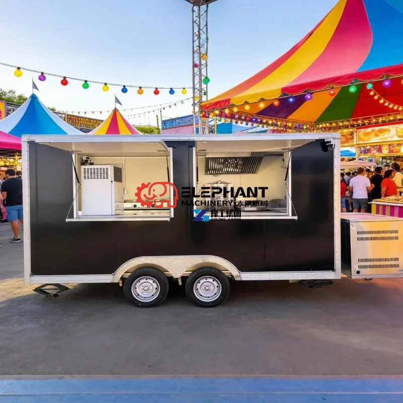 Stainless Steel Multifunctional Mobile Food Trailer, Fully‑Equipped Full Kitchen for Street Snack Catering Business