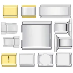 1PC Multifunctional Simple Italian Charm Link Charm Width 9mm Beads Splicing Elastic Stainless Steel Bracelets DIY Jewelry