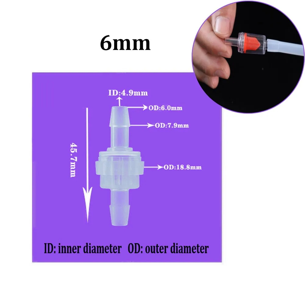 Пластиковый обратный клапан 3-12 мм, белый обратный клапан для воды, бензина, дизельного топлива, масел и других жидкостей