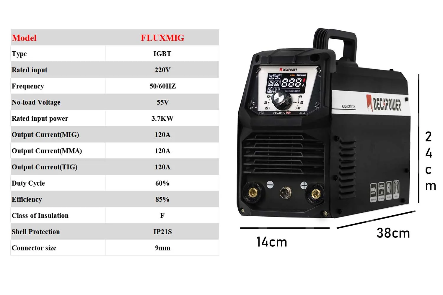 Decapower FLUX mig 120 без газа Миг без газового флюса mig MMA Lift tig 3 в 1 сварочный аппарат без газа портативный сварочный аппарат для домашнего