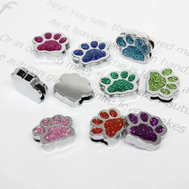 5pcs/lot Slide Charms Jewelry Finding Fit 8mm Wristband Pet Collar Key Chain Wholesale Internal Dia.8mm