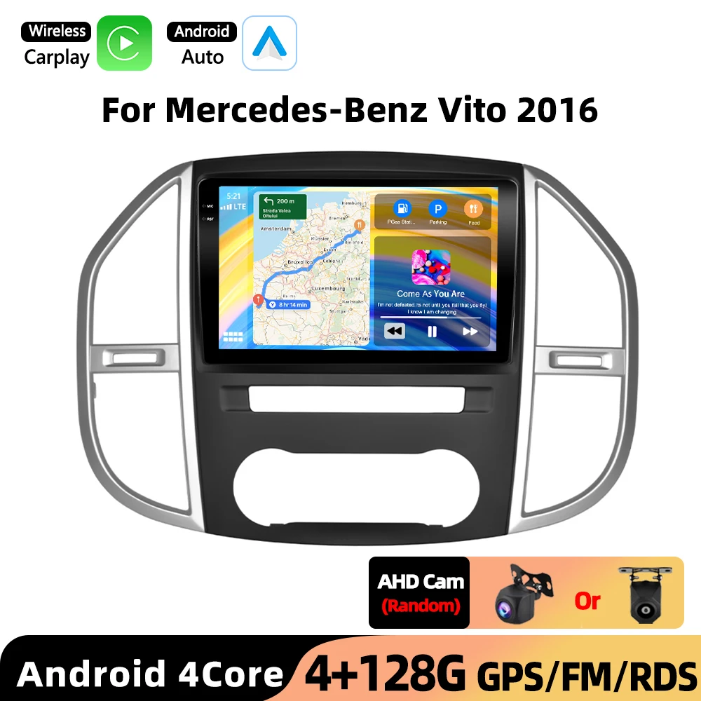 Podofo Draadloze CarPlay Auto AI Radio voor Mercedes-Benz Vito 2016 Android GPS WIFI Auto Multimedia Speler DSP FM/RDS EQ 2din Radio