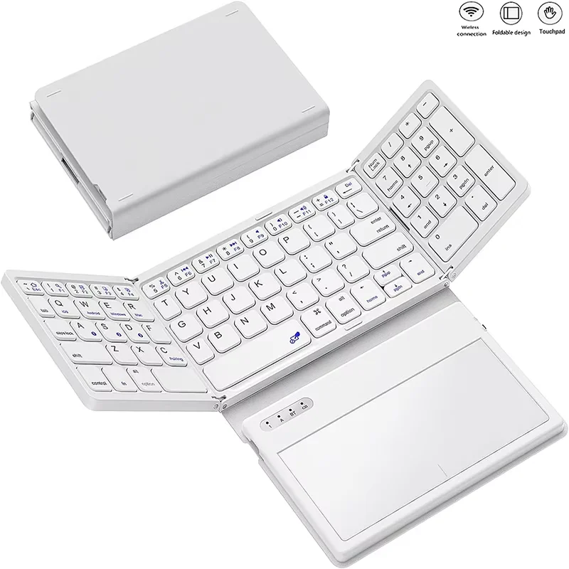 

Portable Foldable Bluetooth Keyboard with Extra Large Touchpad Wireless Travel Pocket-Sized Keyboard for iOS And Windows