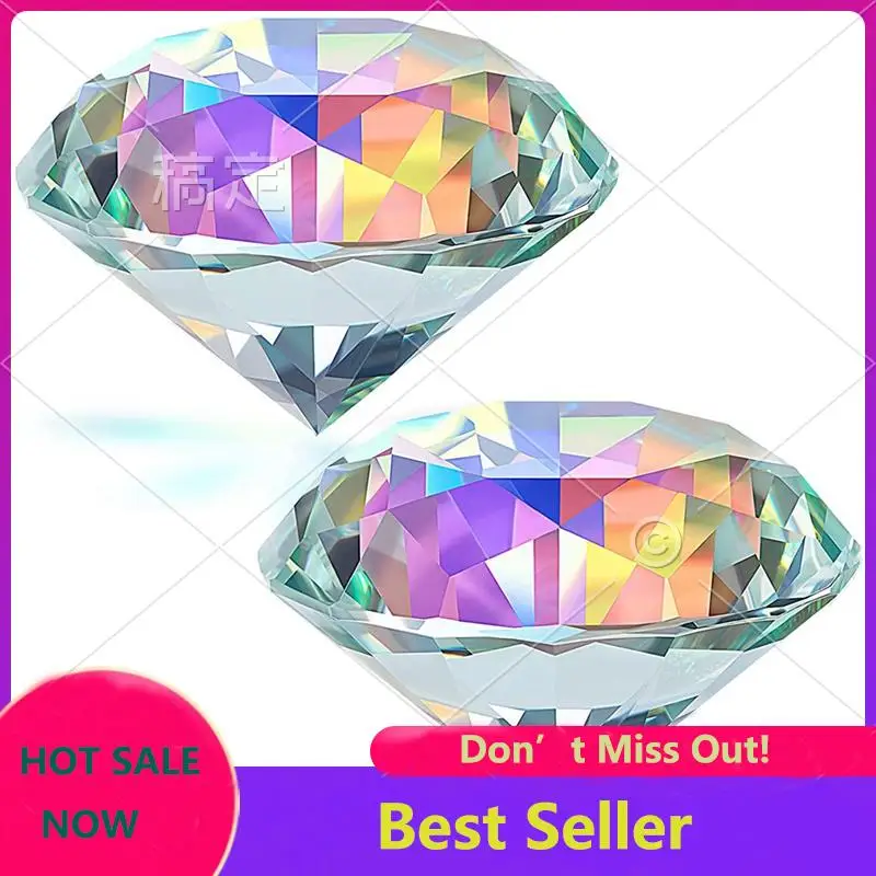 HOT-2PCS 50 Mm/ 2 Inch AB Color Faceted Diamond Crystal Rainbow Paperweight Crystal For Home Office Decor And Wedding Favors