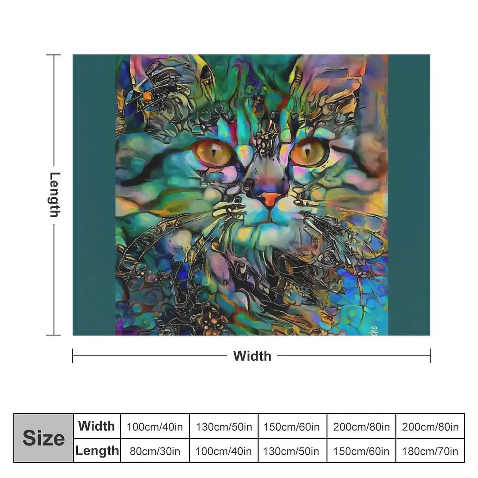 Alba, cat, chat, cat, kitty, kitten, lea roche paintings Throw Blanket for sofa Flannel Fabric Giant Sofa For Sofa Thin Blankets