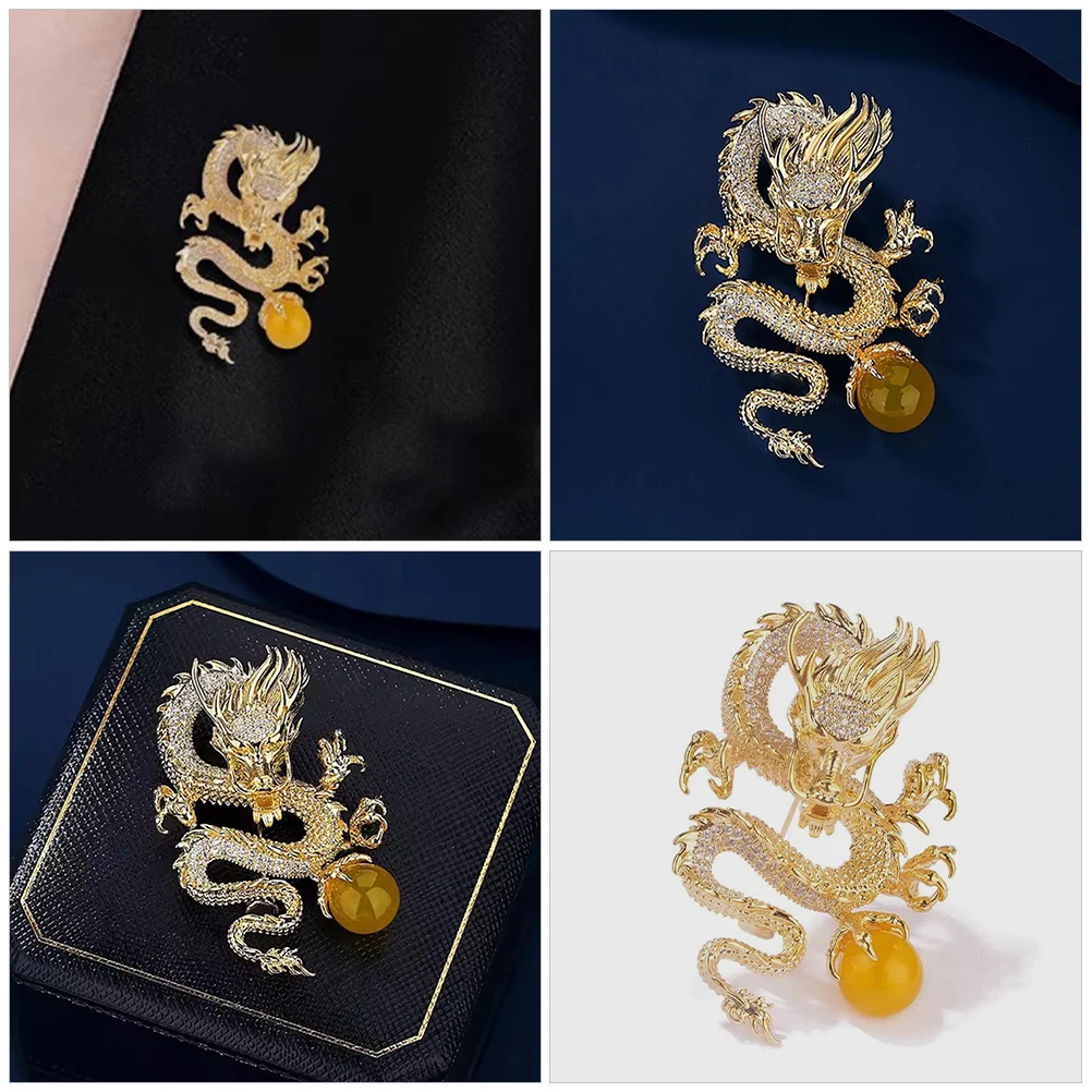 

Dragon Brooch Pin Chinese Zodiac Jewelry For Women Fashion Lapel Suit Decoration Birthday Party Gift Accessory