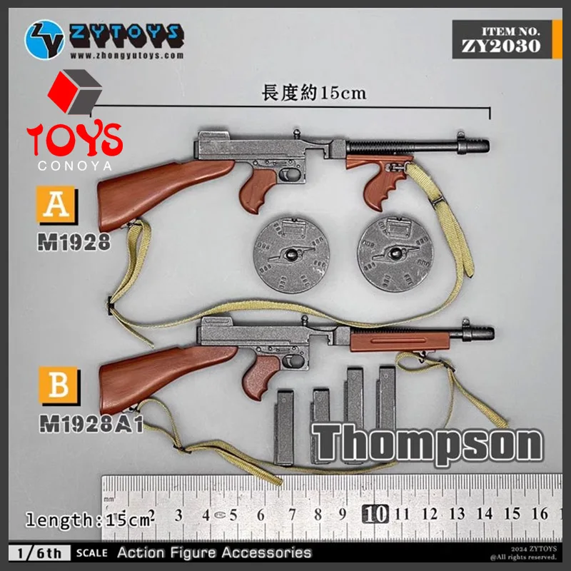 In Stock ZYTOYS ZY2030 1/6 M1928 Thompson Submachine Gun Model 15cm Soldier Weapon Plastic Toys For 12\'\' Action Figure Body