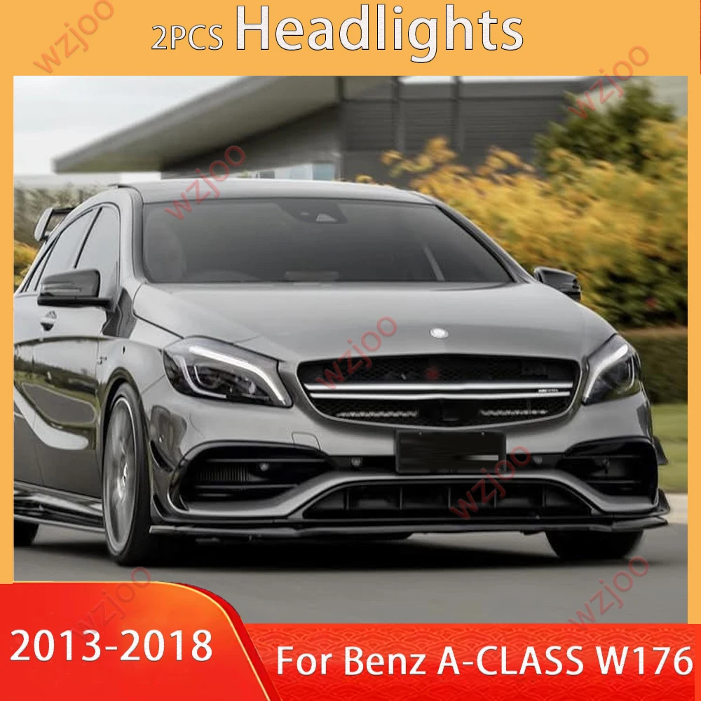 1 Pair LED Head Light Assemly for BENZ A Class W176 2013-2018 Plug and Play Headlights Plug and Play LED DRL Turn Headlights