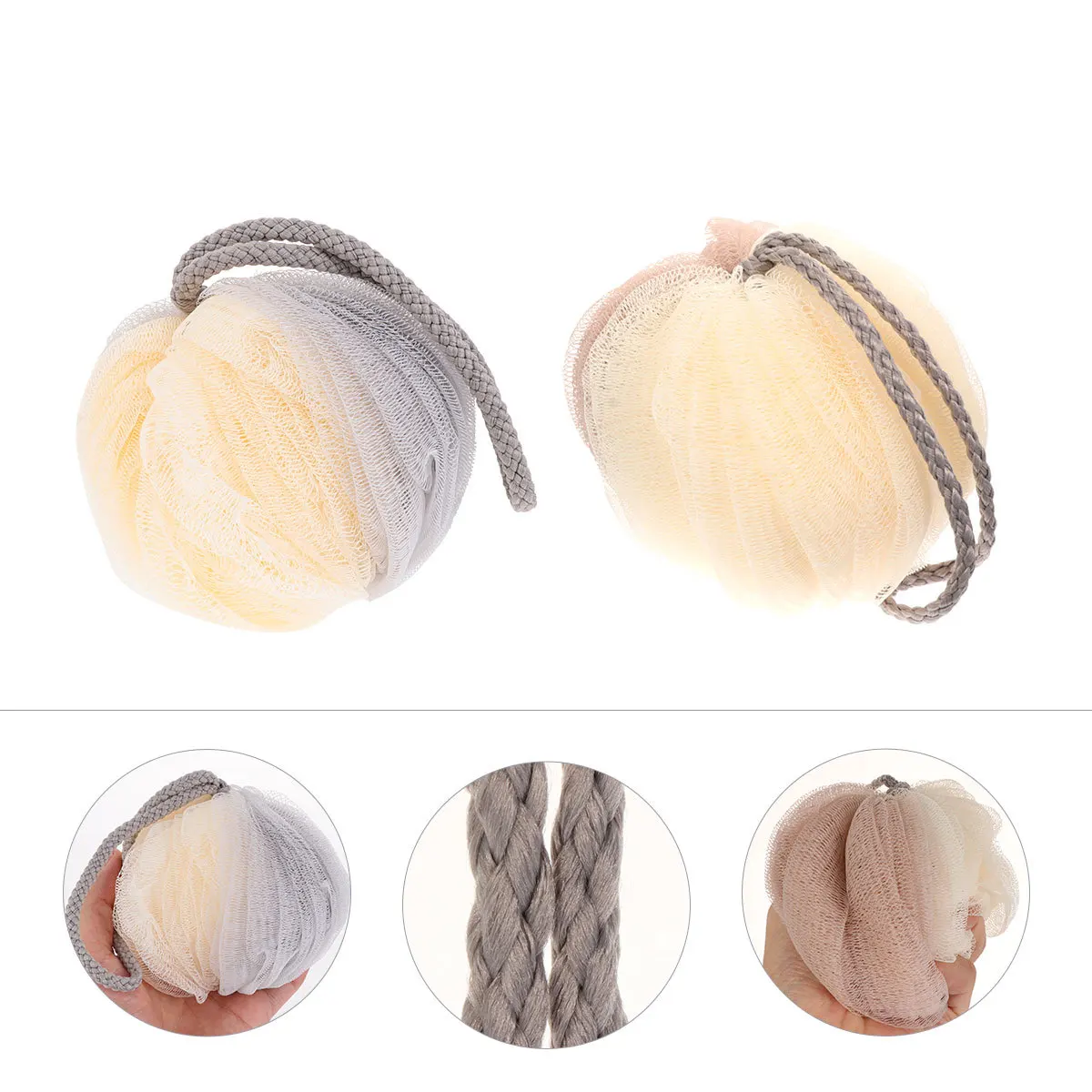 

2Pcs Bath Shower Ball Mesh Scrubber Comfortable Grip Skin Cleaner Bathing Accessories Foam Scrubber Shower Poufs