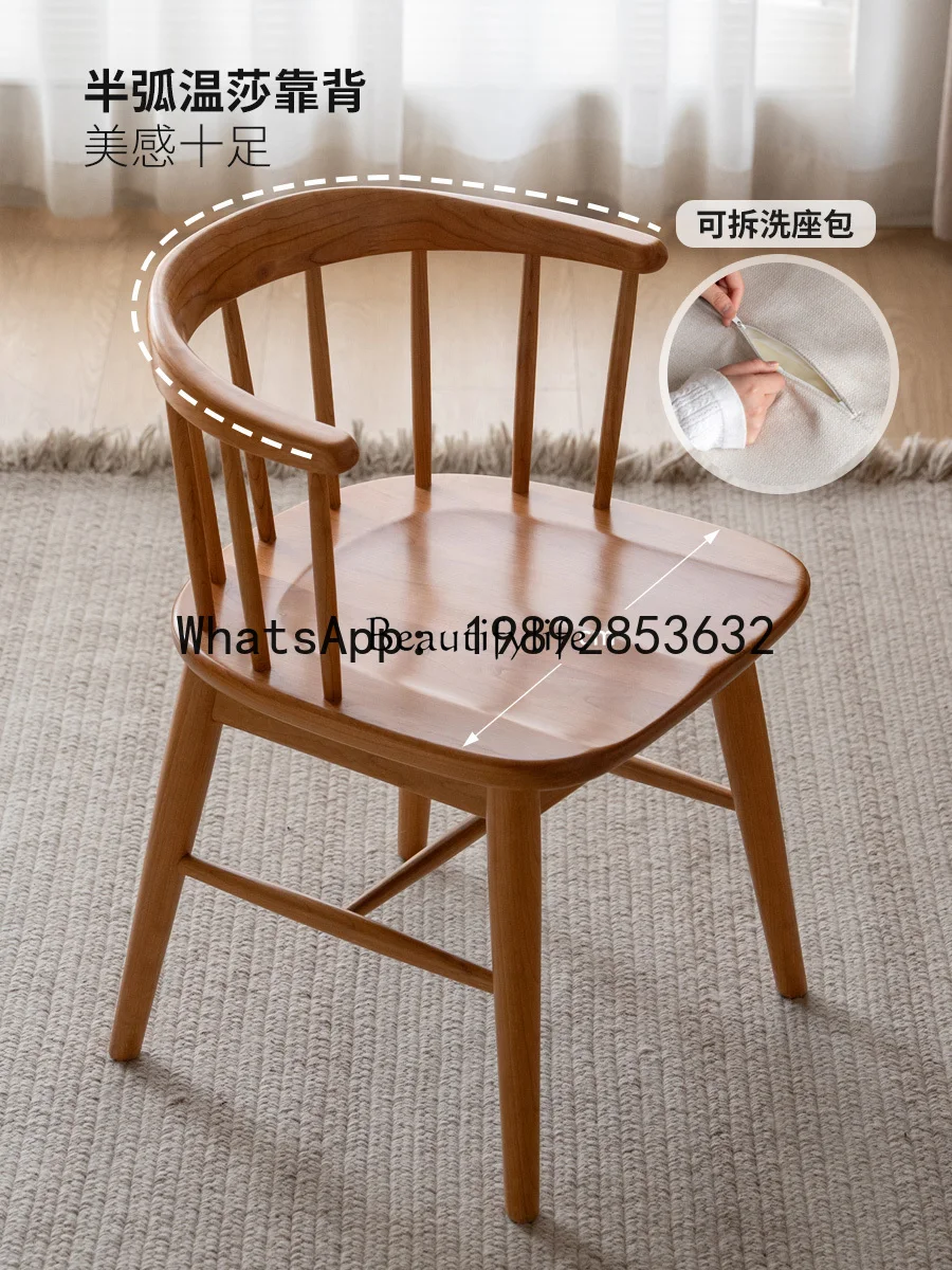 QQ Solid wood rotating book chair modern simple soft bag back chair household cherry wood