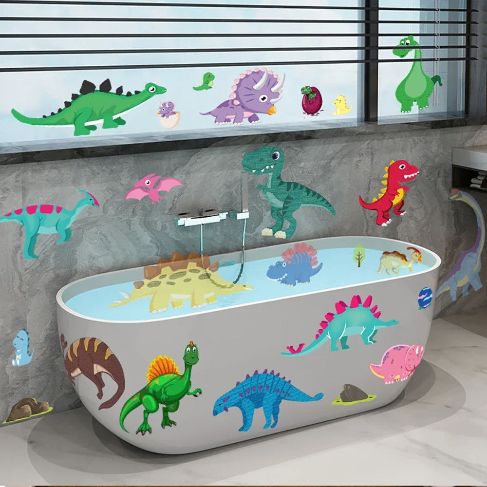 Dinosaur Amusement Park Double-Sided Adhesive Free Waterproof Static Glass Sticker Furniture Wall Sticker Bathroom Wall Sticke