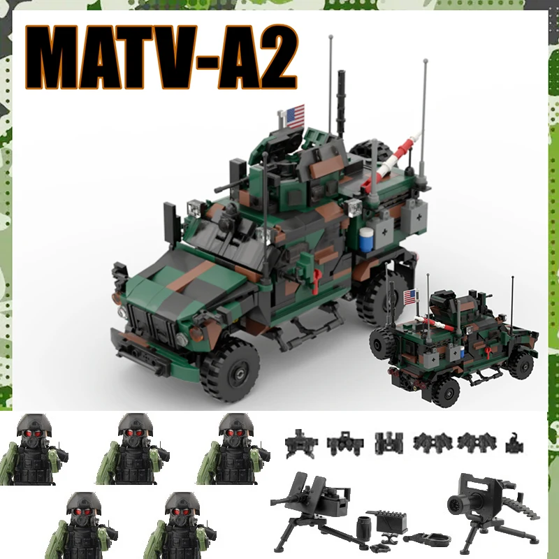 MOC Military US MA-TV Vehicle Building Block Afghanistan War Special Soldier Weapon Off-road Combat Armored Car Bricks Kids Toys