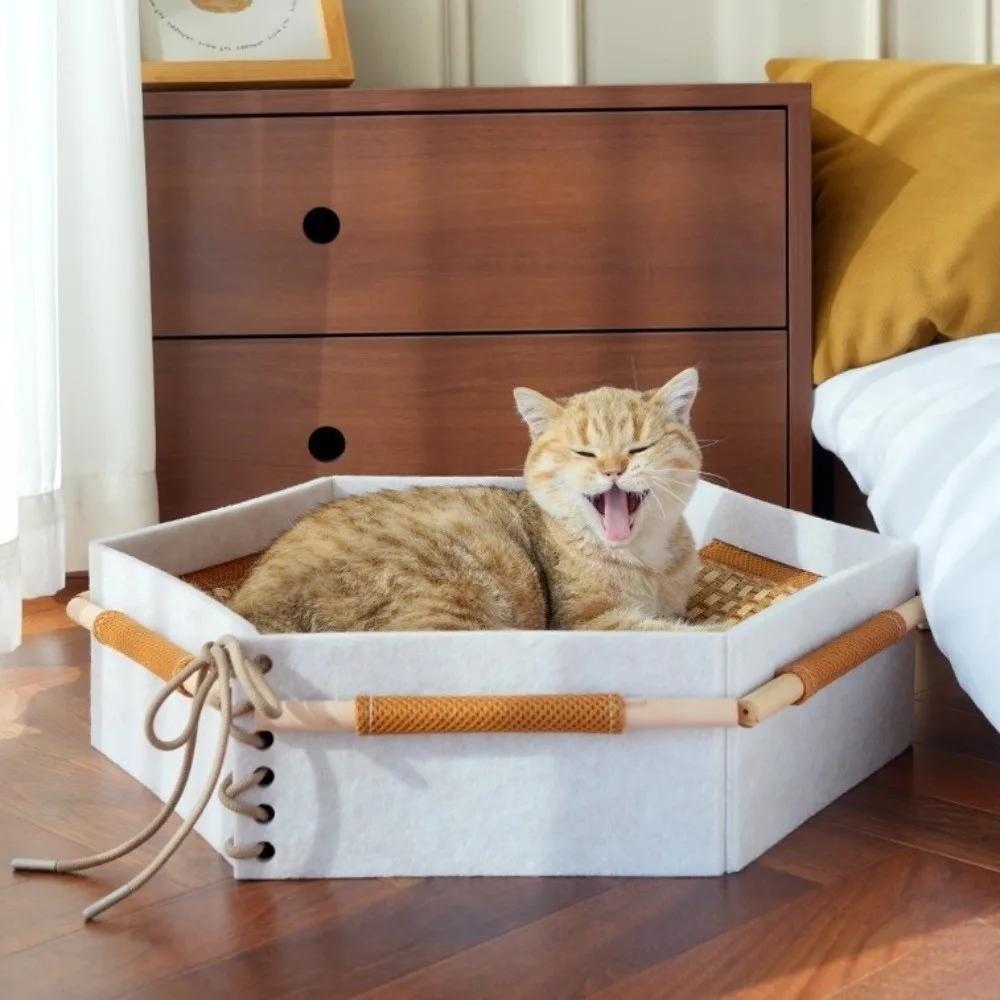 

Hexagon Wear Resistant Cat Sofa Bed Moisture-proof Stable Structure Pet Lounger Detachable Cooling Bed Cool Cat Nest All Seasons