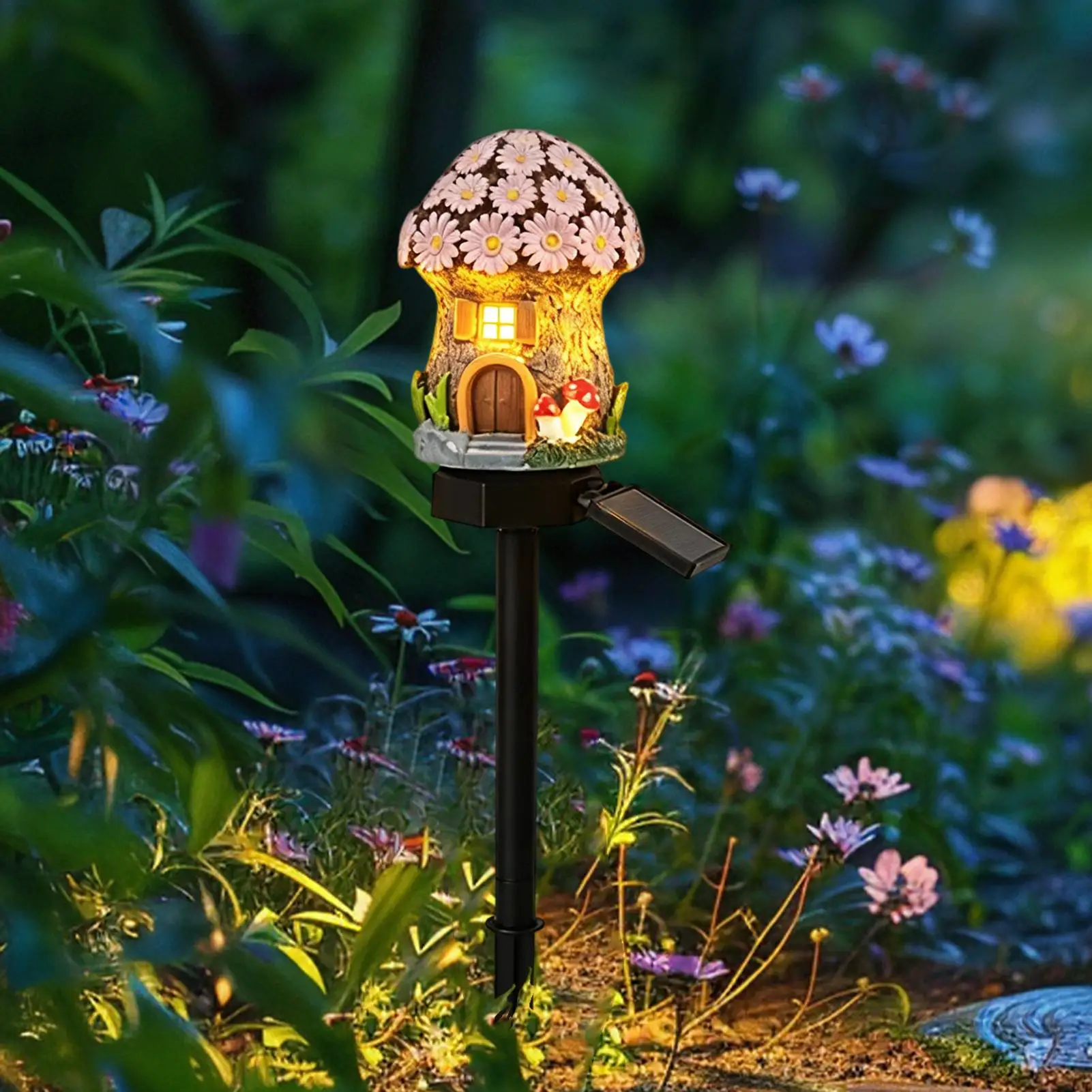 

Mushroom Solar Lights Auto On/Off Pathway Lamp Fairy Houses Mushroom Garden Decor For Flower Bed Yard Balcony Patio Driveway