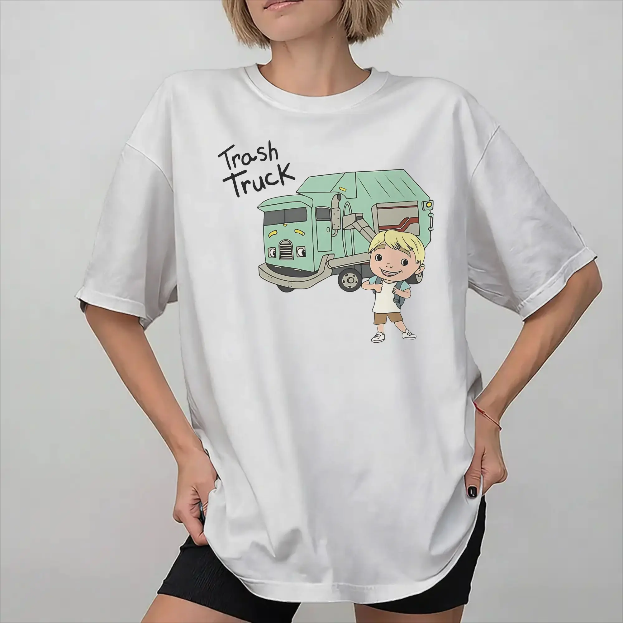 Trash Truck anime Merch Unisex T Shirt Cotton Tee Graphic Printing  T-shirt Clothes