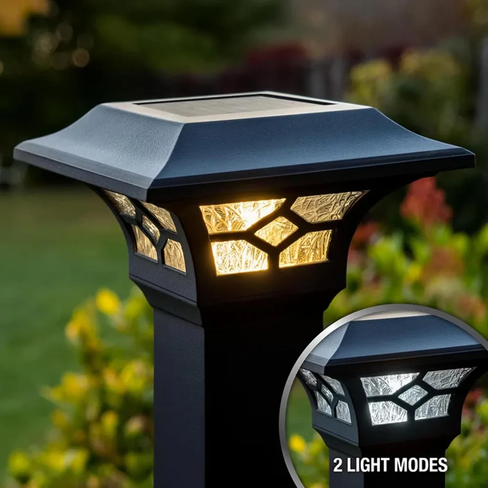 Solar Post Cap 6PCS Cast Aluminum Fits 2-3in Deck Fence Black LED