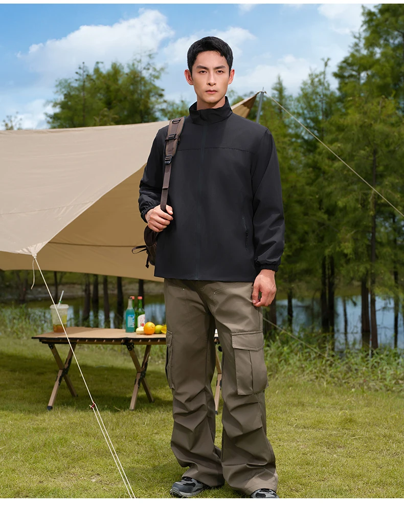 

New autumnandwinter men's color stand-up collar slim-fit jacket casual trench coat couple sports jacket windproof and waterproof