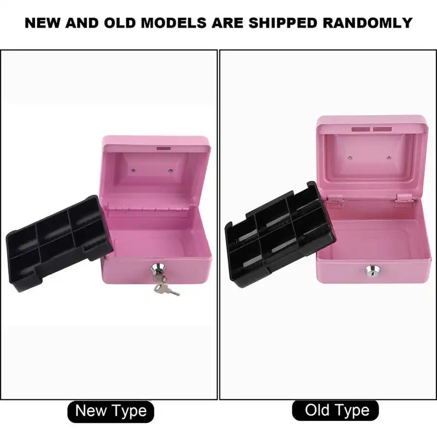 Security Lock Metal Safe Key Mini Portable Pink Steel Petty Lockable Cash Money Coin Safe Security Box Household