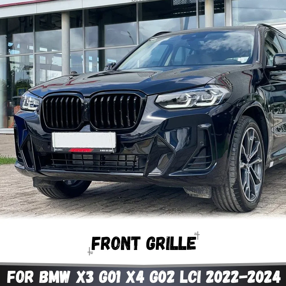 

For BMW X3 G01 X4 G02 LCI 2022 2023 2024 xDrive20i M40i Front Bumper Kidney Grille Single/Double Slat Racing Grill