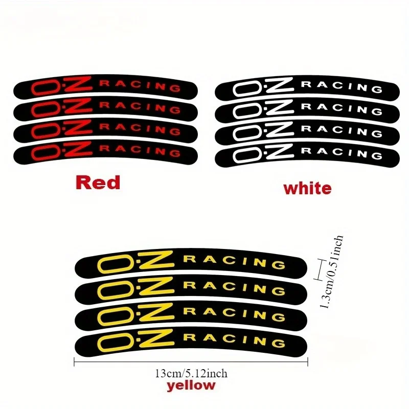 4pcs Set Car Reflective Stickers For Rally Wheel Hub Spoke Bumper Suitable For OZ And Universal Black Auto Accessories