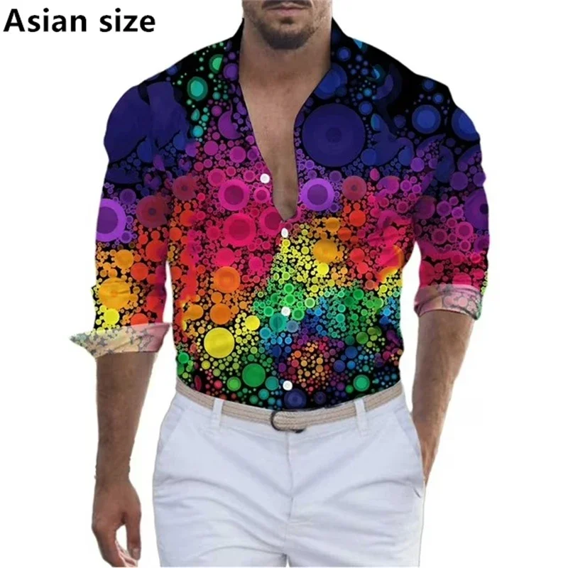 

Men's Casual Shirt 3D Print Colorful Pattern Casual Long Sleeve Shirt Unisex Streetwear Fashion Spring Autumn Y2k Men Clothing