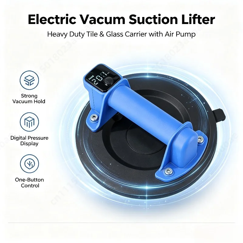 Electric Vacuum Suction Cup with Air Pump, Heavy Duty Lifter for Large Glass Tile Installation and Moving Handling