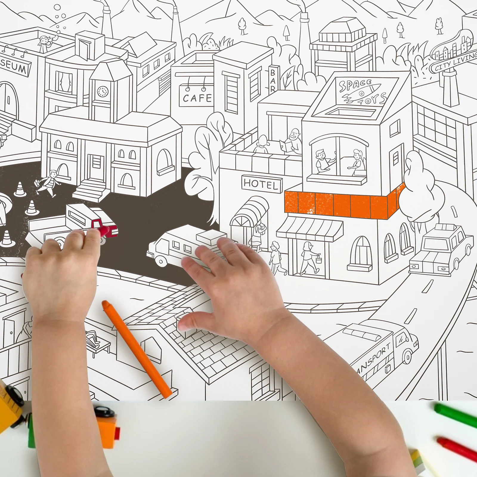 

Giant Coloring Poster Kids Themed Scene Paper Premium Durable Large Wall DIY Graffiti Drawing Supply Creative Home School Fun