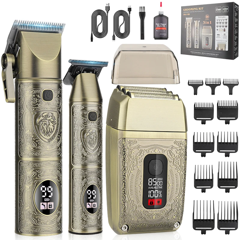 RESUXI XHJ-188 Professional Hair Clipper Electric Shaver Hair Trimmer Kit 8500 RPM Rechargeable Cordless Haircut Machine for Men