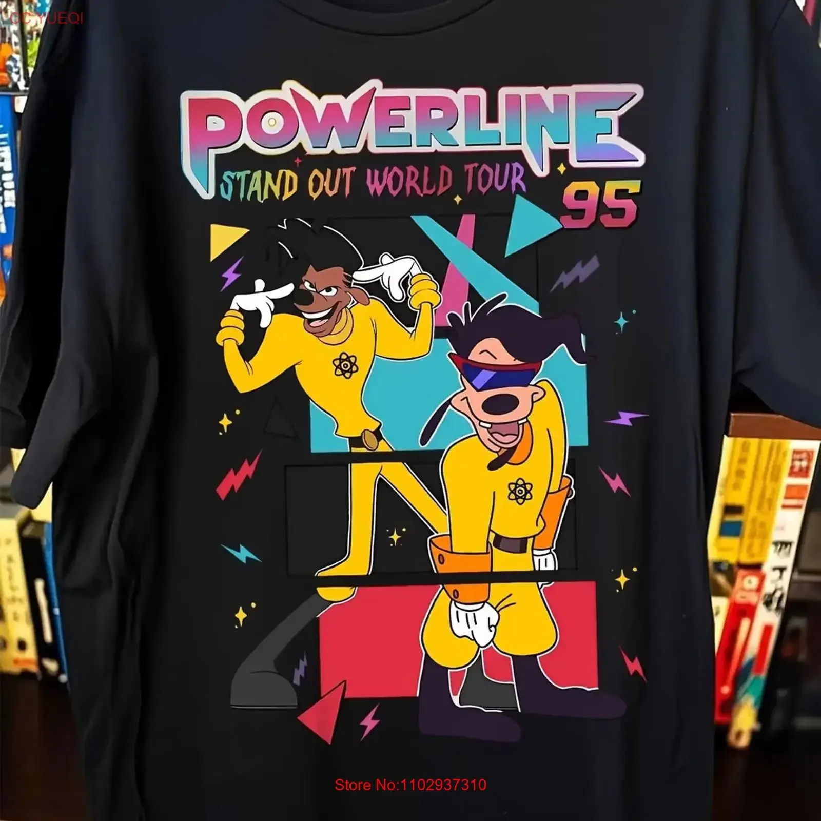 T-shirt grande taille Vibrant Powerline Stand Out World Tour, coloré, style rétro, graphique délavé, unisexe, polyvalent, tendance, élégant