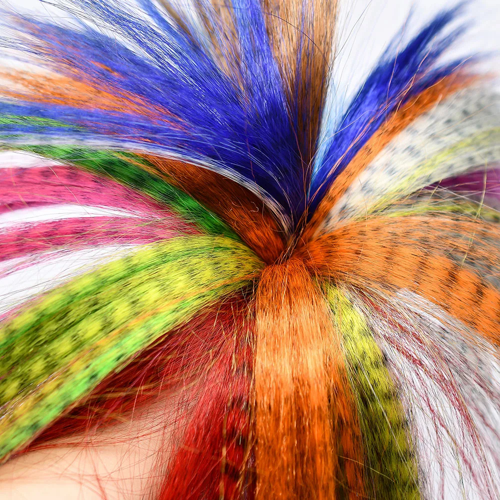 DIY Colored Strands Hairpiece Fake Hair Zebra Line Hair Extensions for Minnow Fibers Streamer Flies Fly Tying Body Material