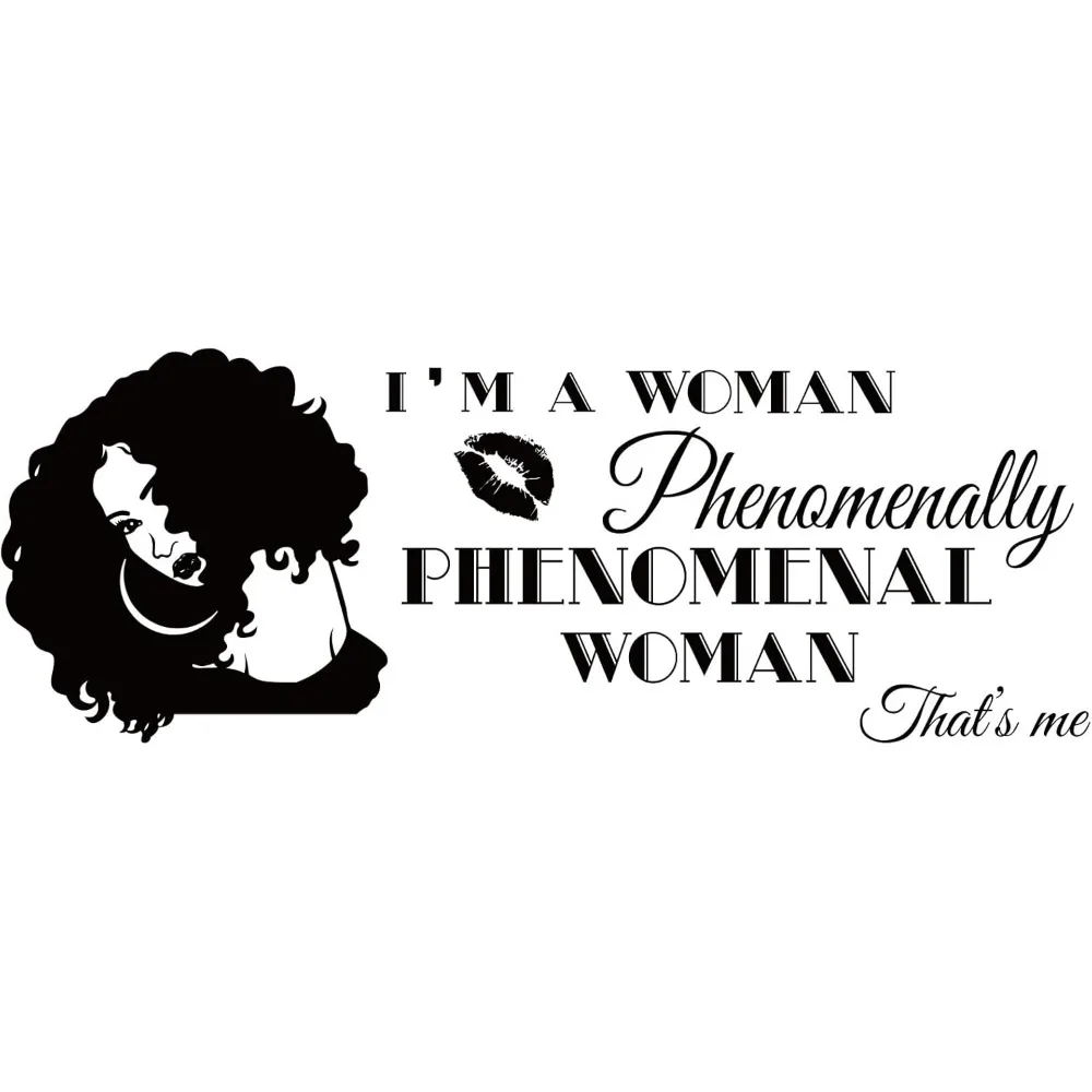 Inspirational Theme PVC Wall Sticker I am a Phenomenal Woman Quotes Woman Avatar Pattern Wall Art Sticker Vinyl Wall Decal